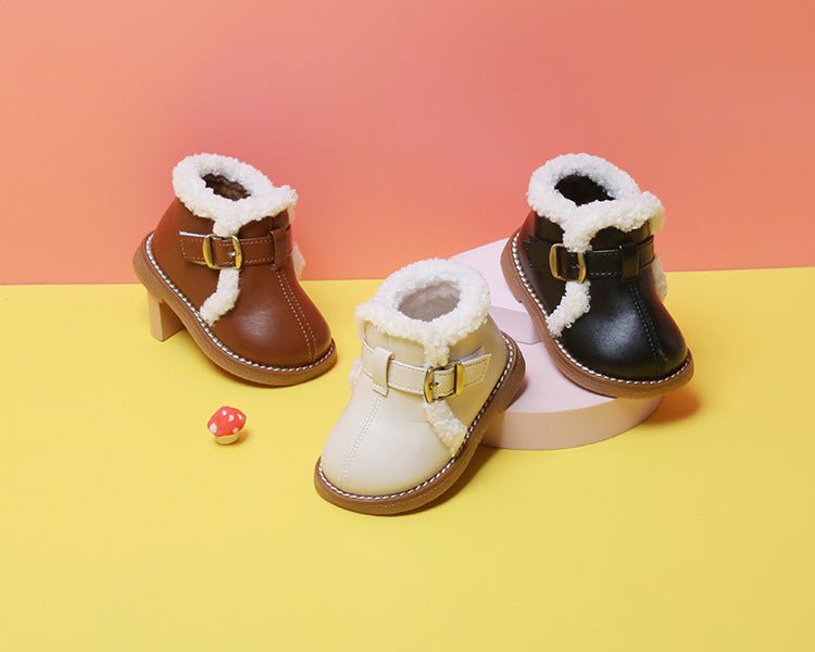 Baby Girl Autumn And Winter Plus Velvet Cotton Shoes - J&E Discount Store