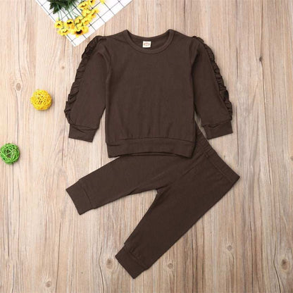BabyBaby Girls Ruffle Sleeve Sweatshirt Set - J&E Discount Store