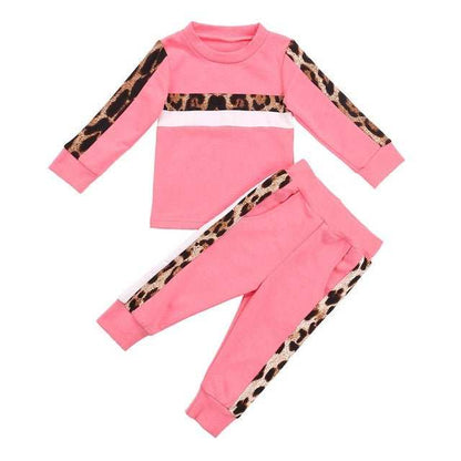 Baby Girls Stylish Set, Spring Winter Children Leopard Tracksuits - J&E Discount Store