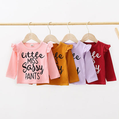 Flower Letter Pattern Flounced Sleeve Bow Girl' Flower Letter Pattern Flounced Sleeve Bow Girl's Three-piece J&E Discount Store 