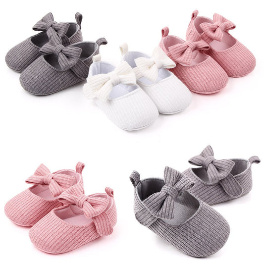 Bowknot Woolen Knit Baby Shoes Moccasins Princess Shoes Baby Shoes - J&E Discount Store