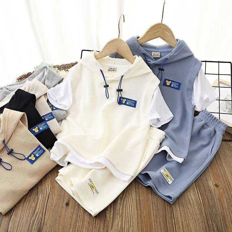Boy Hooded Casual Short-sleeved T-shirt Thin Shorts - J&E Discount Store