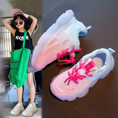 Girls Breathable Mesh Glow- Boys And Girls Breathable Mesh Glow-in-the-dark Shoes J&E Discount Store 
