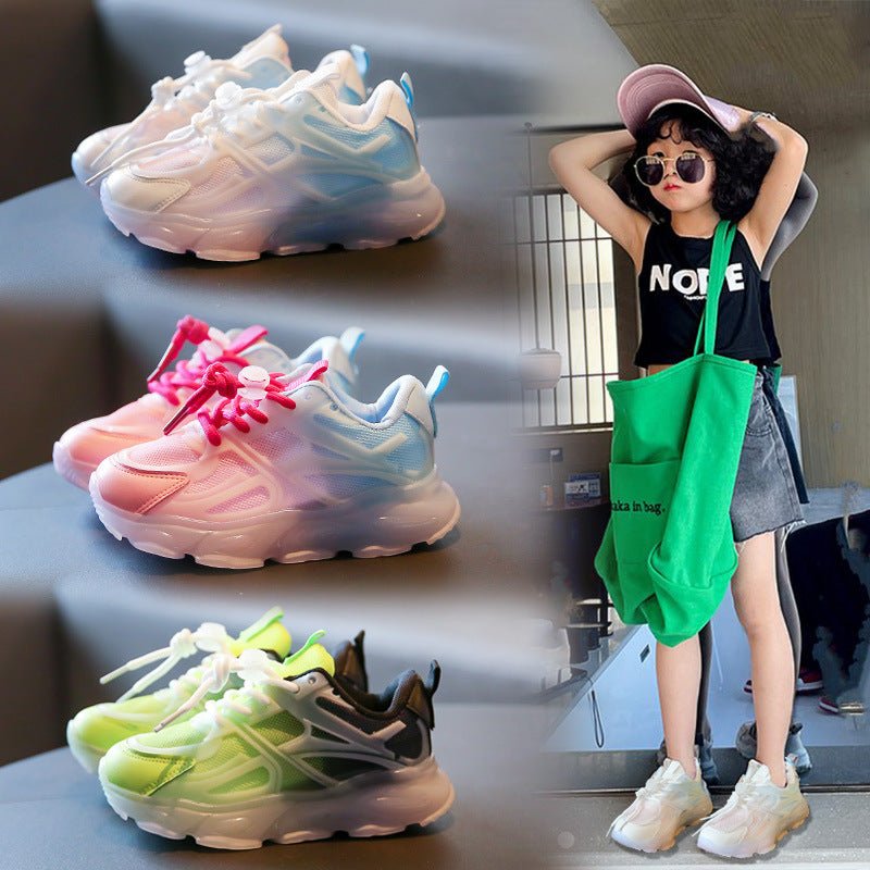 Girls Breathable Mesh Glow- Boys And Girls Breathable Mesh Glow-in-the-dark Shoes J&E Discount Store 