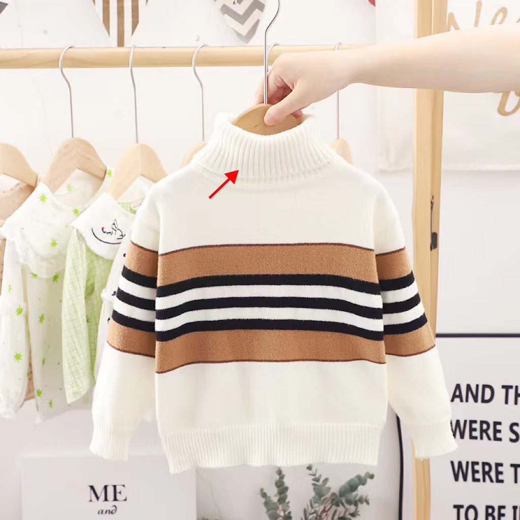 Boys' Fashion Simple Crystal Mink Velvet Round Neck Sweater - J&E Discount Store