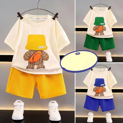 Bucket Head Bear Short Sleeve Short Set - J&E Discount Store