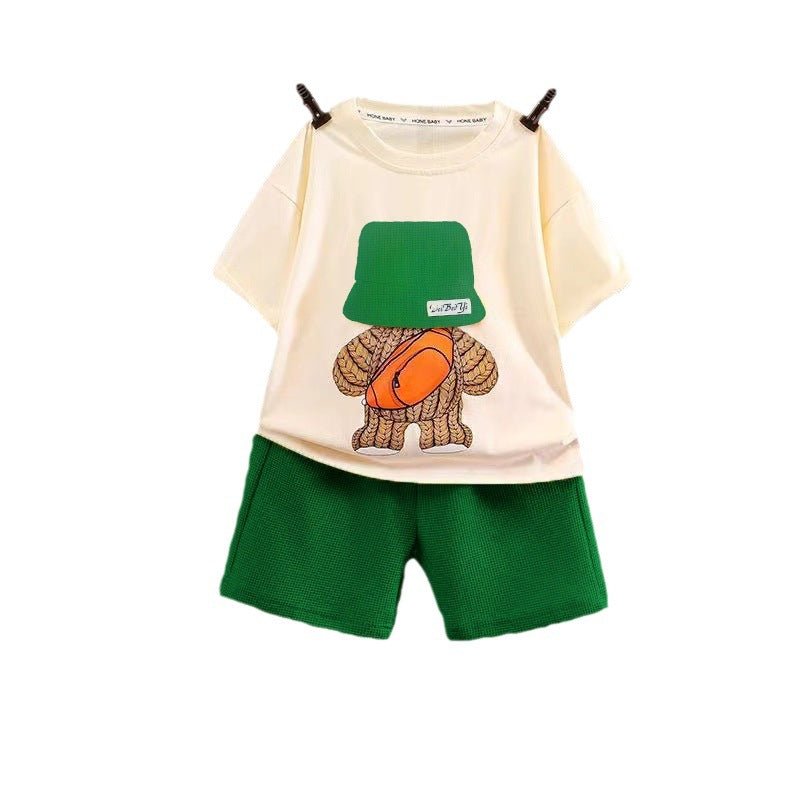 Bucket Head Bear Short Sleeve Short Set - J&E Discount Store