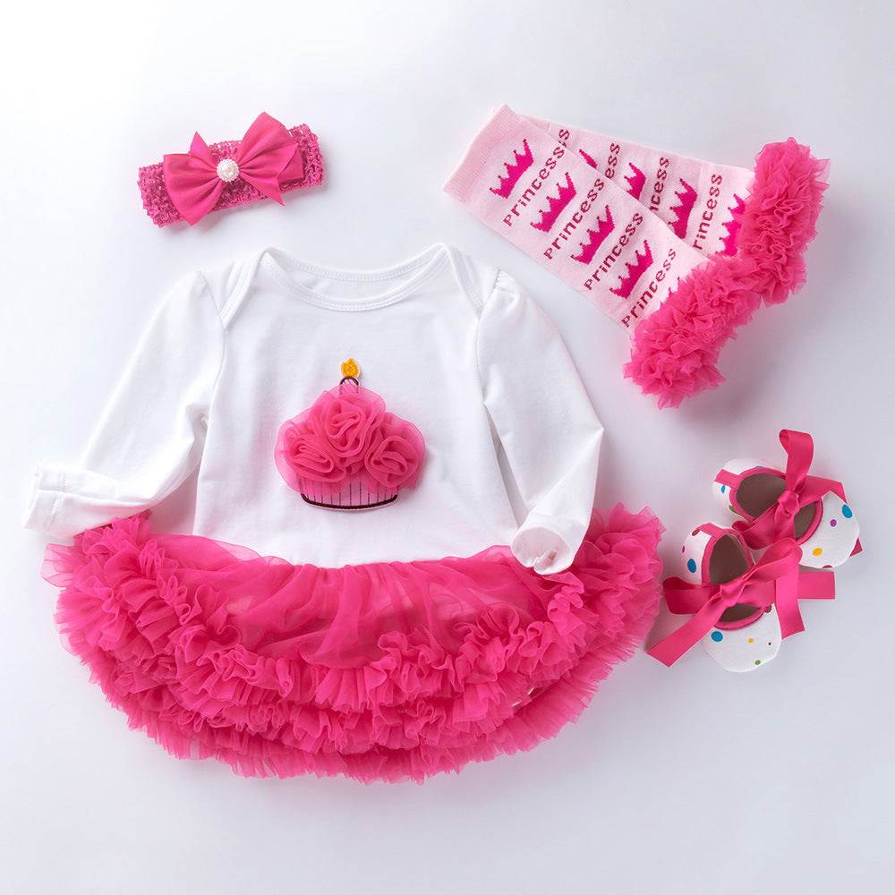 Infant Long Sleeve Cotton Rose Red Infant Long Sleeve Cotton Rose Red For Girl Yarn Dress J&E Discount Store 