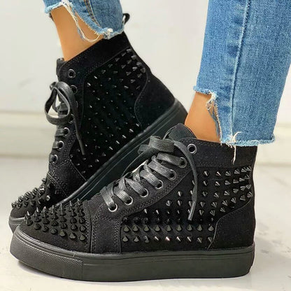 Men' Men's And Women's Thick-soled High-top Rhinestone Rivet Casual Sneaker J&E Discount Store 