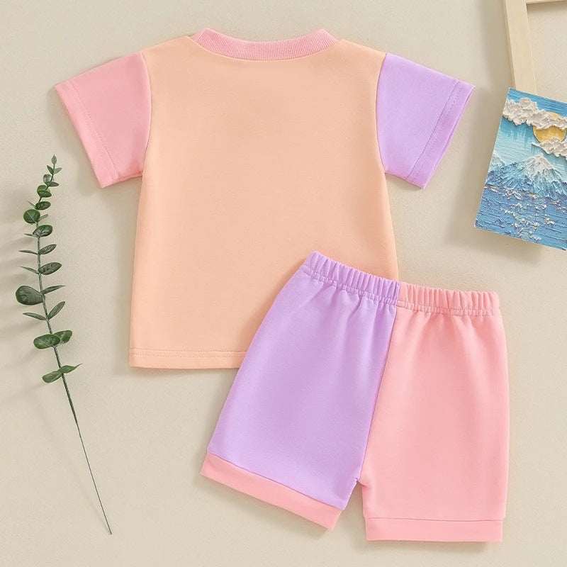 Matching Short-sleeved Matching Short-sleeved T-shirt And Shorts Two-piece Set J&E Discount Store 