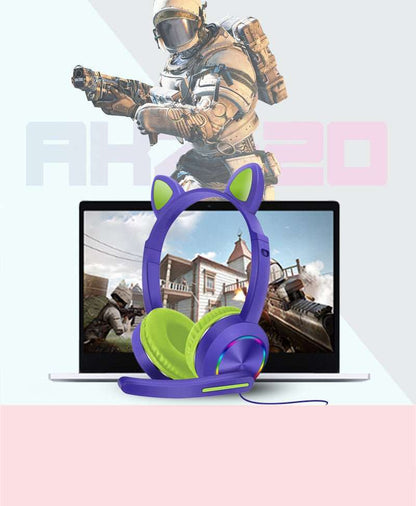 Children cat ear wired headset boy/girl 35mm stereo plug Children cat ear wired headset boy/girl 35mm stereo plug J&E Discount Store 