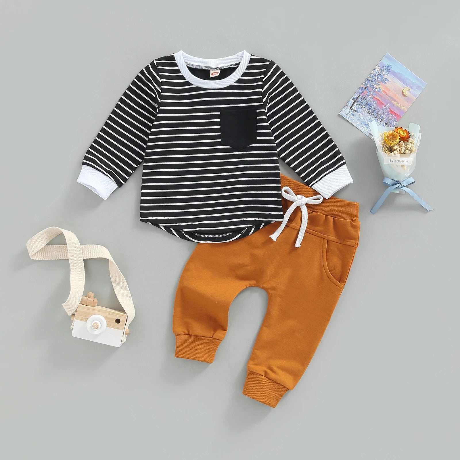 Stripe Shirt Solid Pant Set Children's Stripe Shirt Solid Pant Set J&E Discount Store 