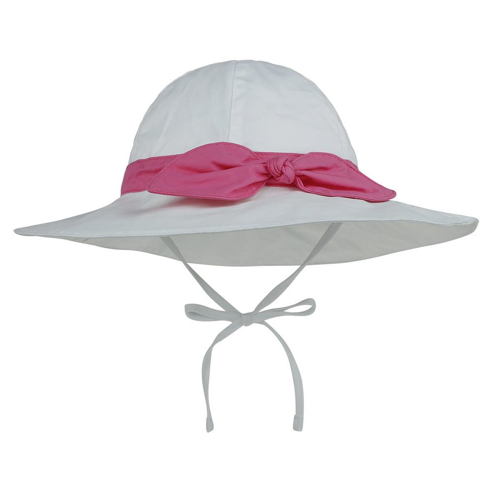 Children's Sun Hat - Bowknot Big Brim with chin strap - J&E Discount Store