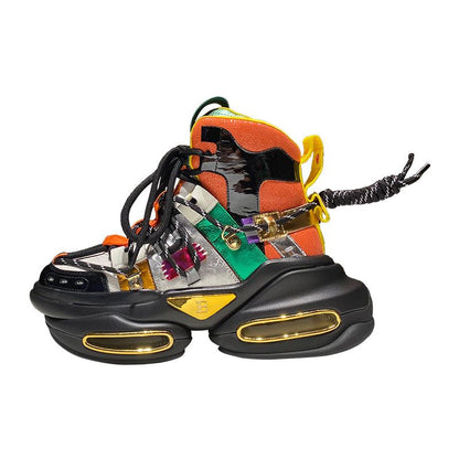 Color-blocking Platform Pancake Casual Sports High-top Fashion Old Shoes - J&E Discount Store