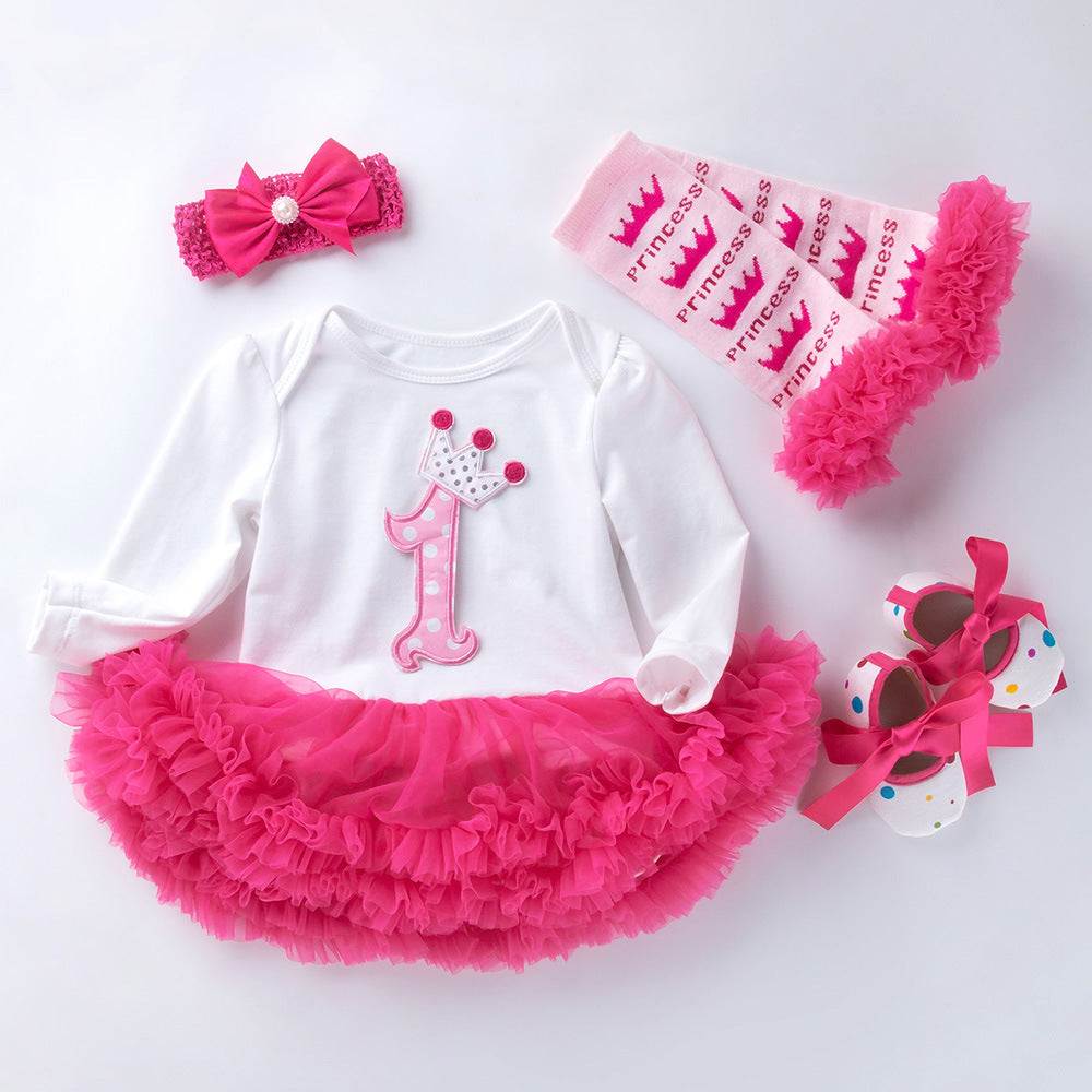 Infant Long Sleeve Cotton Rose Red Infant Long Sleeve Cotton Rose Red For Girl Yarn Dress J&E Discount Store 