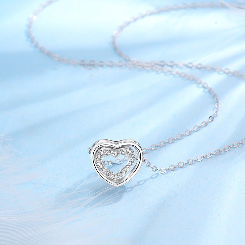 S925 Sterling Silver Heart S925 Sterling Silver Heart To Heart Pendant Necklace J&E Discount Store 