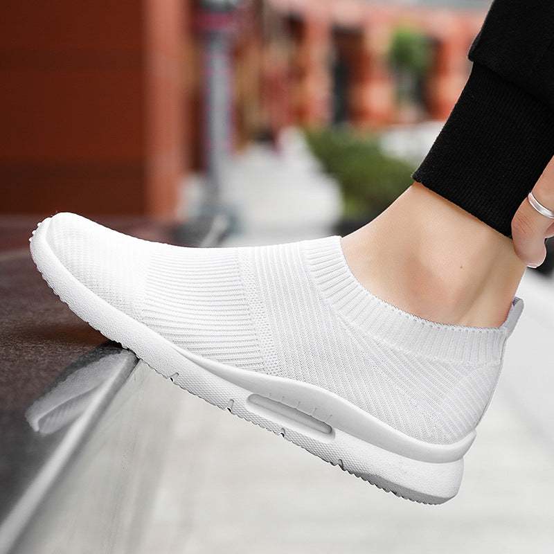 Mesh White Shoes Black Casual Sneakers Flying Knit Sneakers Men's Mesh White Shoes Black Casual Sneakers J&E Discount Store 