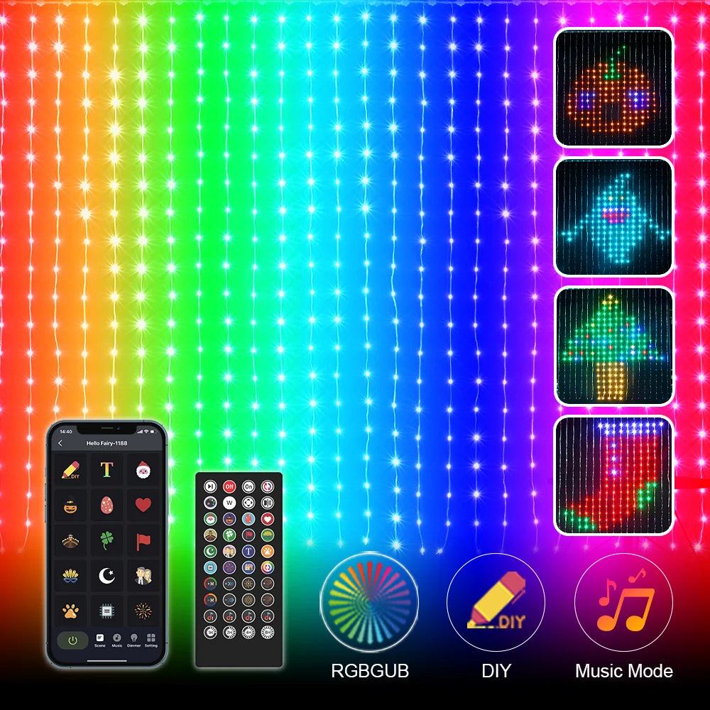 Smart LED RGB Curtain String Lights Bluetooth APP Control Smart LED RGB Curtain String Lights Bluetooth APP Control J&E Discount Store 